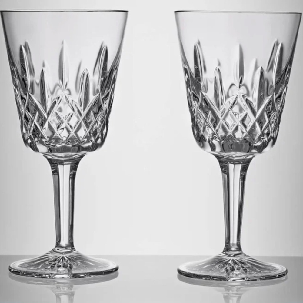 Waterford Connoisseur Lismore Large Water Goblet Lead Crystal 10 oz Set of 2